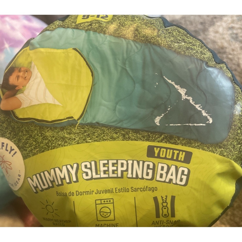 Firefly! Outdoor Gear Youth Mummy Sleeping Bag, Blue/Green (70 In. X 30 In.)